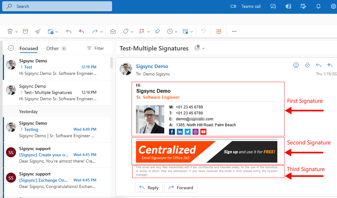 Multiple signatures applied in order Multiple signatures applied in order