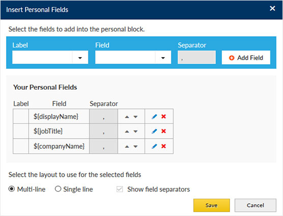 Personal Fields