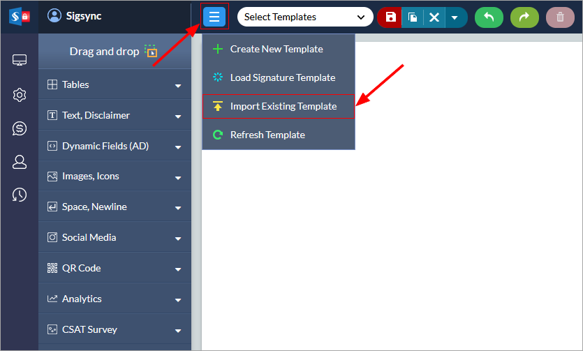 Import your existing template