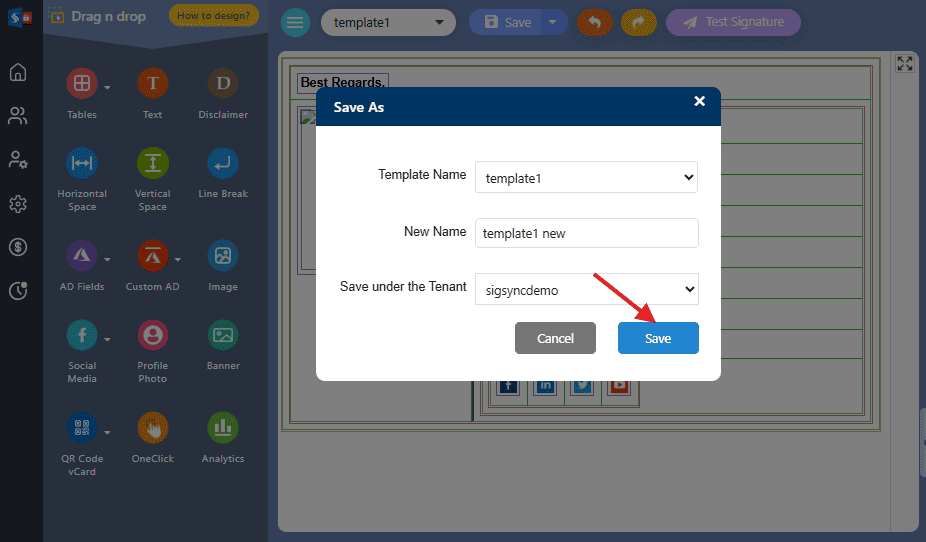 click save sigtemplate click save sigtemplate