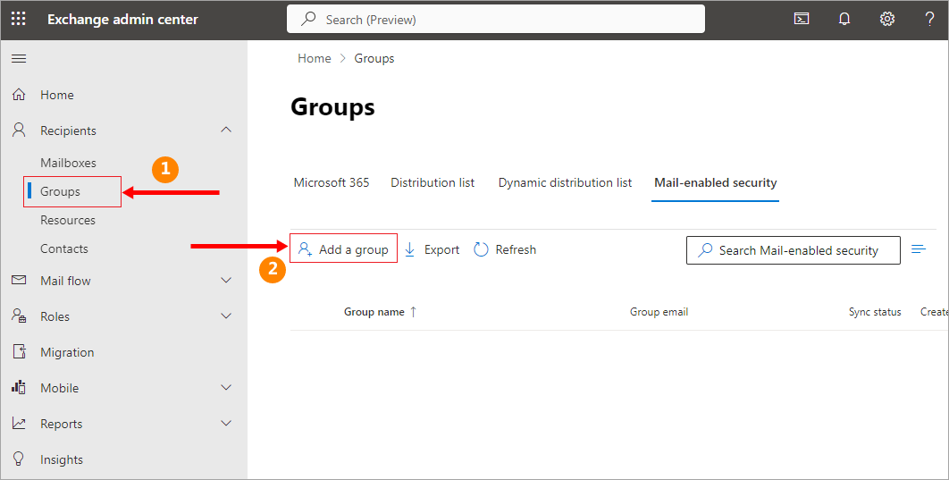 Create a group in Office 36