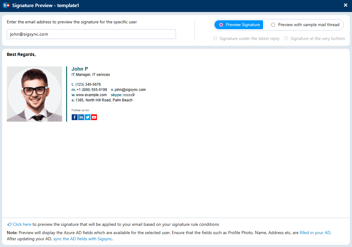 Preview Specific User Signature Preview Specific User Signature