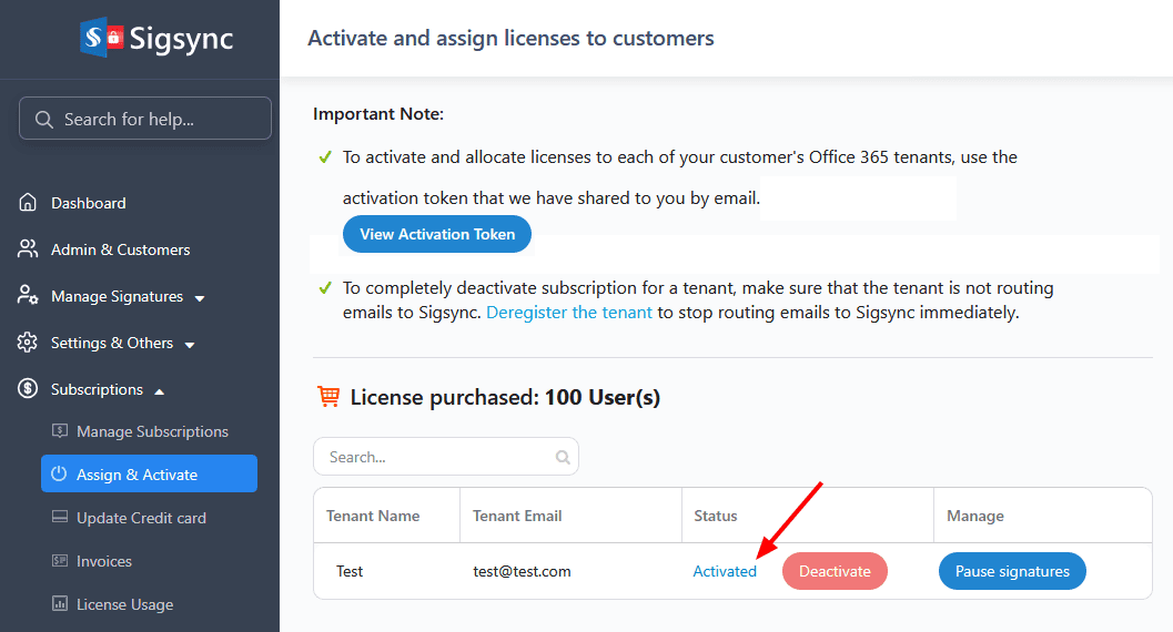 Subscription Details reseller-license-assign