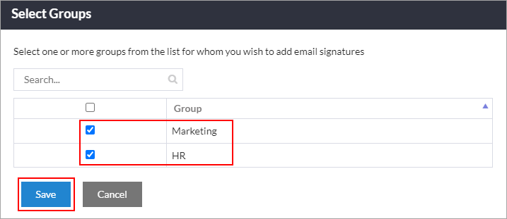 Select a specific group in Signature  rules