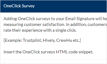 Insert OneClick surveys HTML code snippet