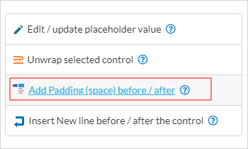 Select Add Padding option