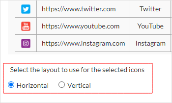Select the layout as horizontal or verticle
