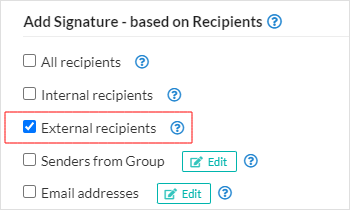 Signature to only external emails