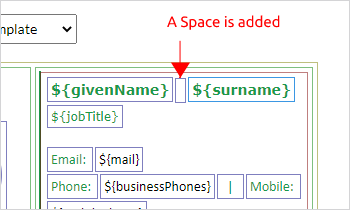 A space is added