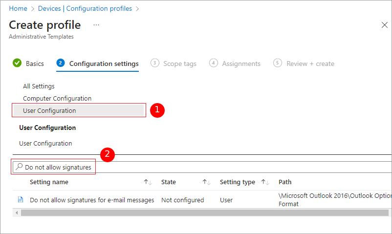 Fill Configuration settings form