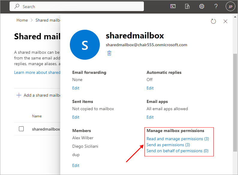 Manage mailbox permissions