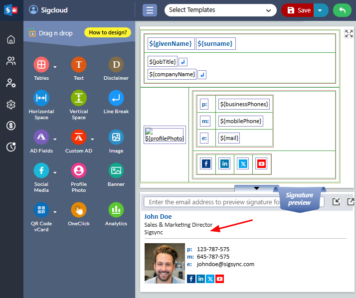 Select signature field Select signature field