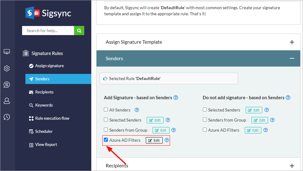 Select Azure AD Filters