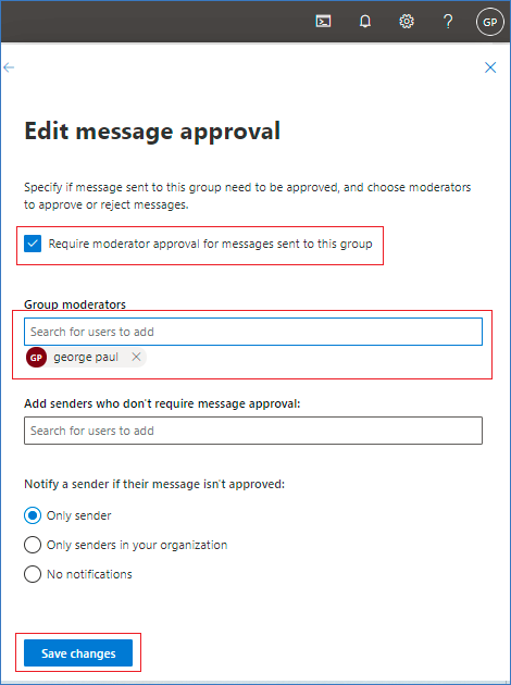 Select the Require moderator approval option