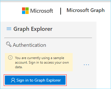 Sign in to Microsoft graph explorer