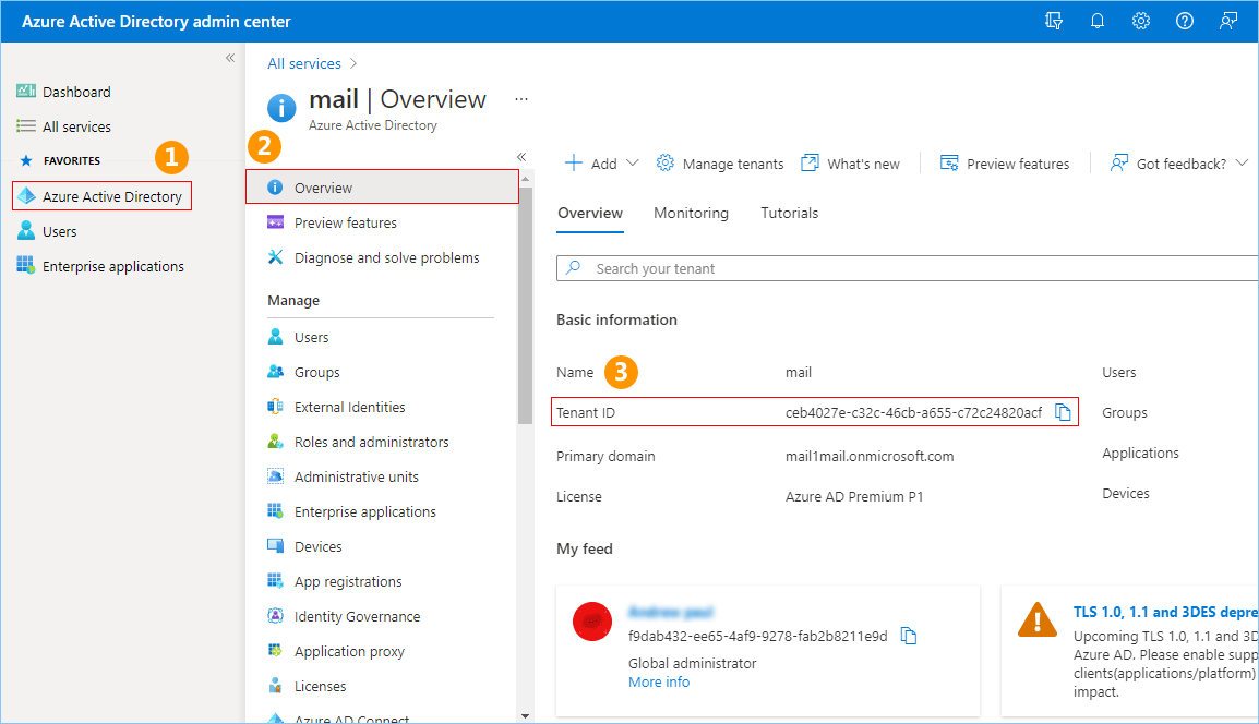 Get office 365 tenant Id from Azure Active Directory overview