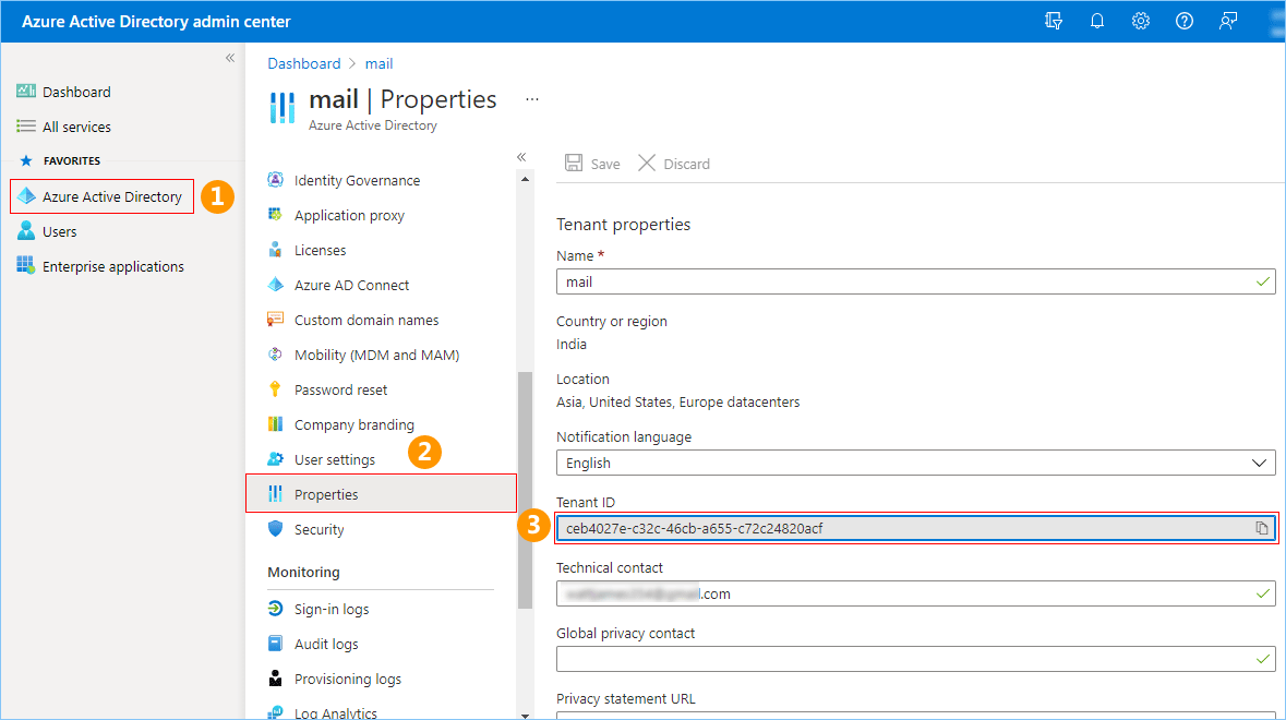 Get office 365 tenant Id from Azure Active Directory