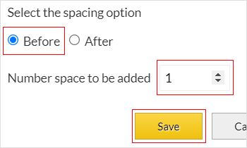add space and save