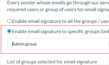 Enable signature to Admin groups