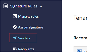 Select Senders under Signature Rules
