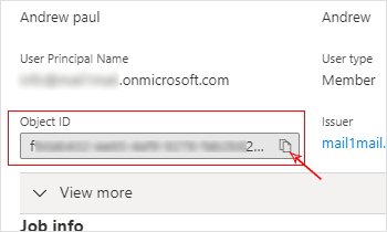 Copy Object id from Azure Active Directory Admin center