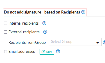 exclude signature to specific recipients