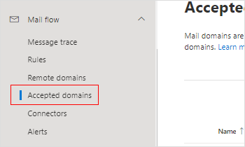 check the domain name under Accepted domains