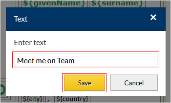 Enter text  to link  Microsoft Team call