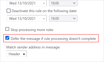 Enable defer message and select header option