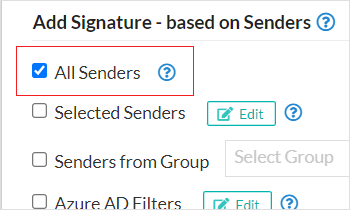 Select all Senders in Signature Rules