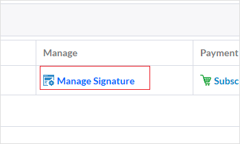 Select Manage Signatures for a tenant