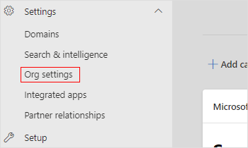 Select Org settings