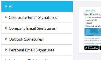 Select the signature template