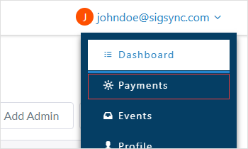 Select Payments from drop down list