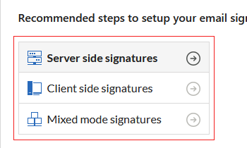 Select the required signature mode