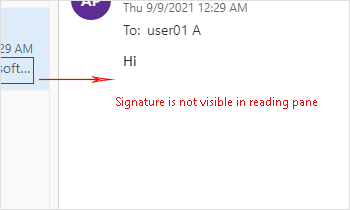 No signature to the email in the reading pane
