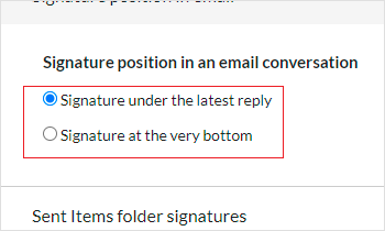Signature position in email conversation