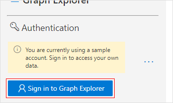 Sign in to Microsoft graph explorer