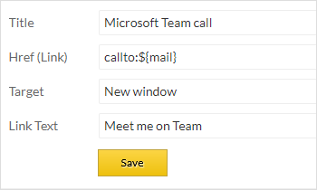 Link to Microsoft Team call
