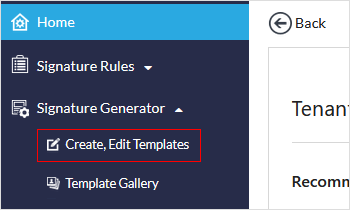 Select create edit template