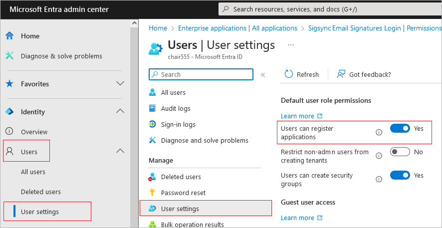 User Settings User Settings