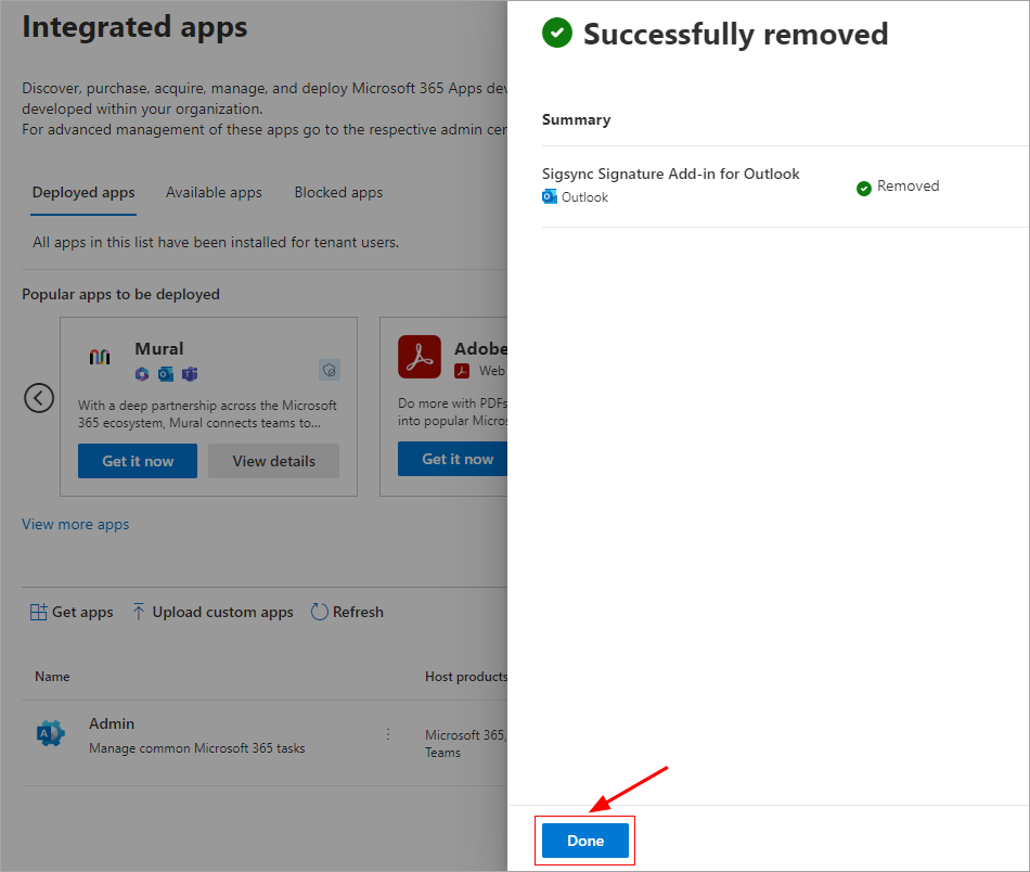 Sigsync Signatures add-in will be removed app-removed-successfully