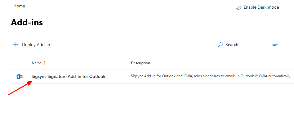Select Sigsync Add-in Select Sigsync Add-in