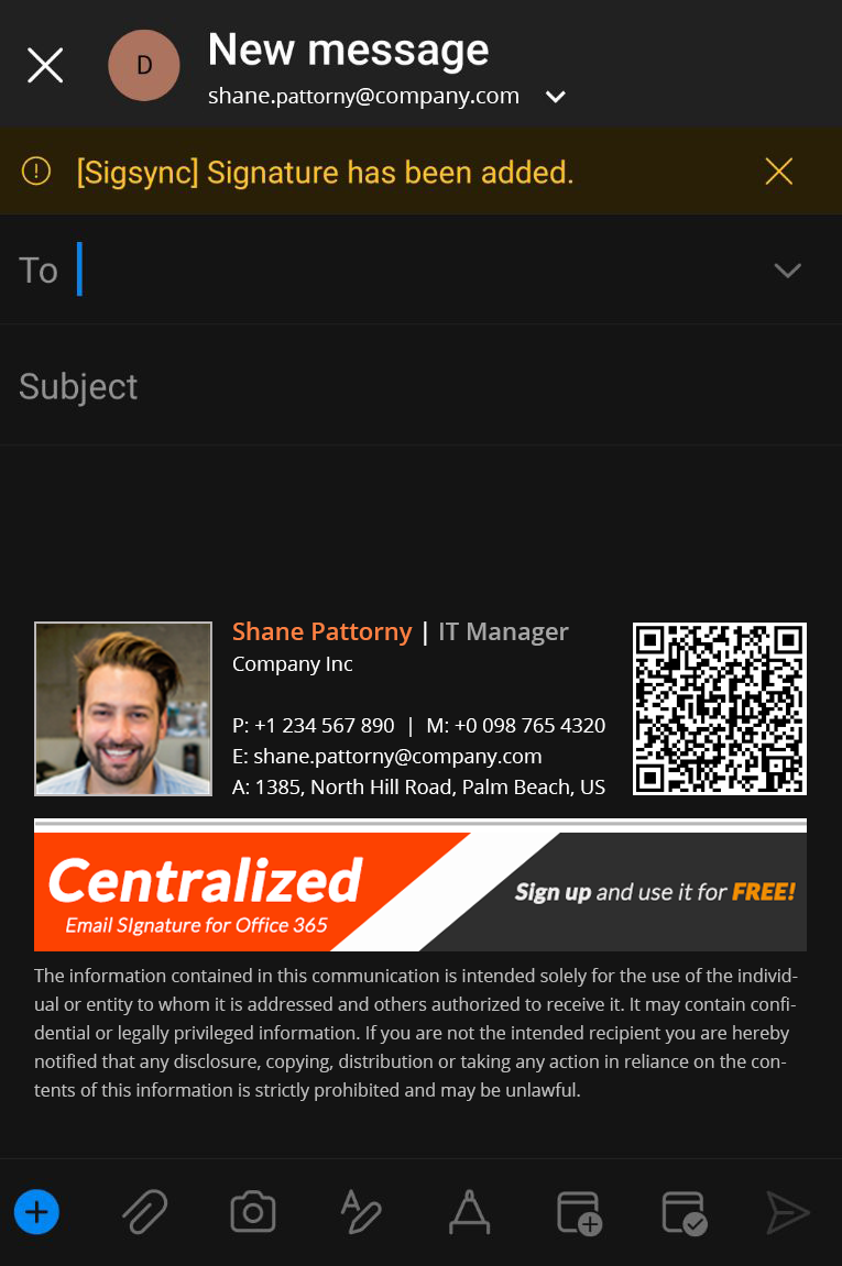 Signature auto insert on mobile Signature auto insert on mobile