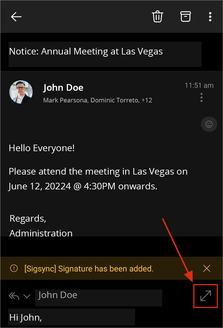 Signature for reply on mobile Signature for reply on mobile