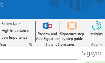 Preview Sigsync Office 365 email signature