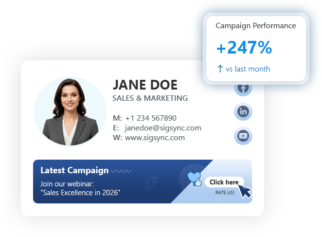 Sales email signature with campaign banner