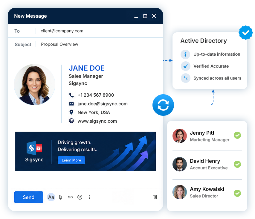 Sales rep contact details synced from Microsoft 365