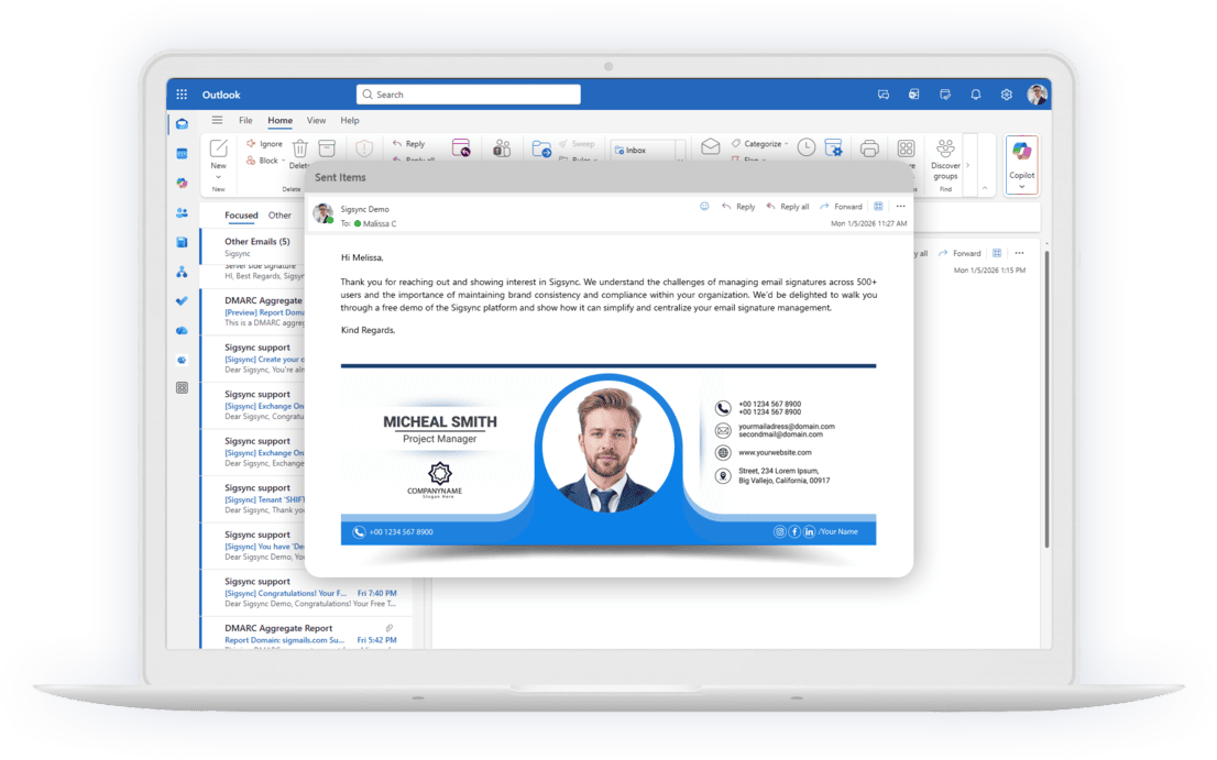 Email signature for sales teams in Microsoft 365