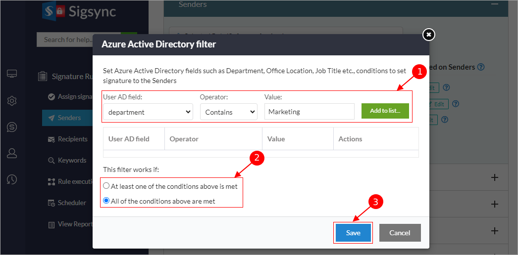 Set the Azure Active Directory fields